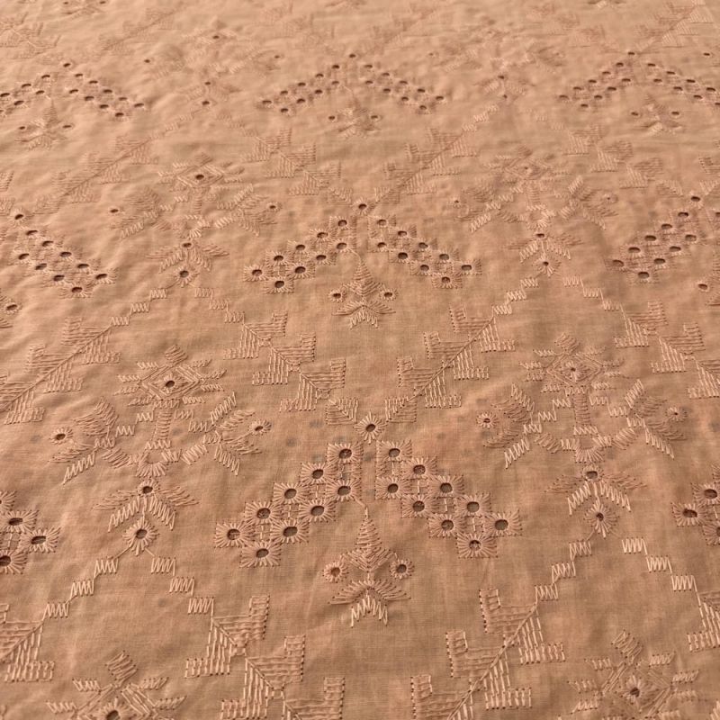 Tecido Laise de algodão Bordada Laranja Claro • Luema Tecidos