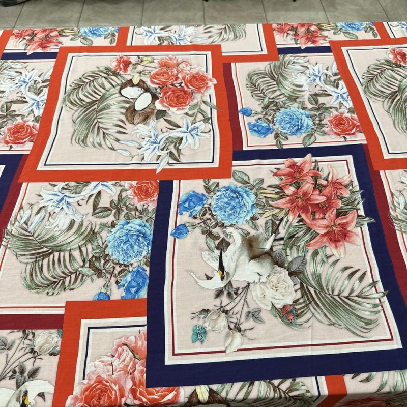 Tecido Viscose Estampada Quadros Colorido • Luema Tecidos