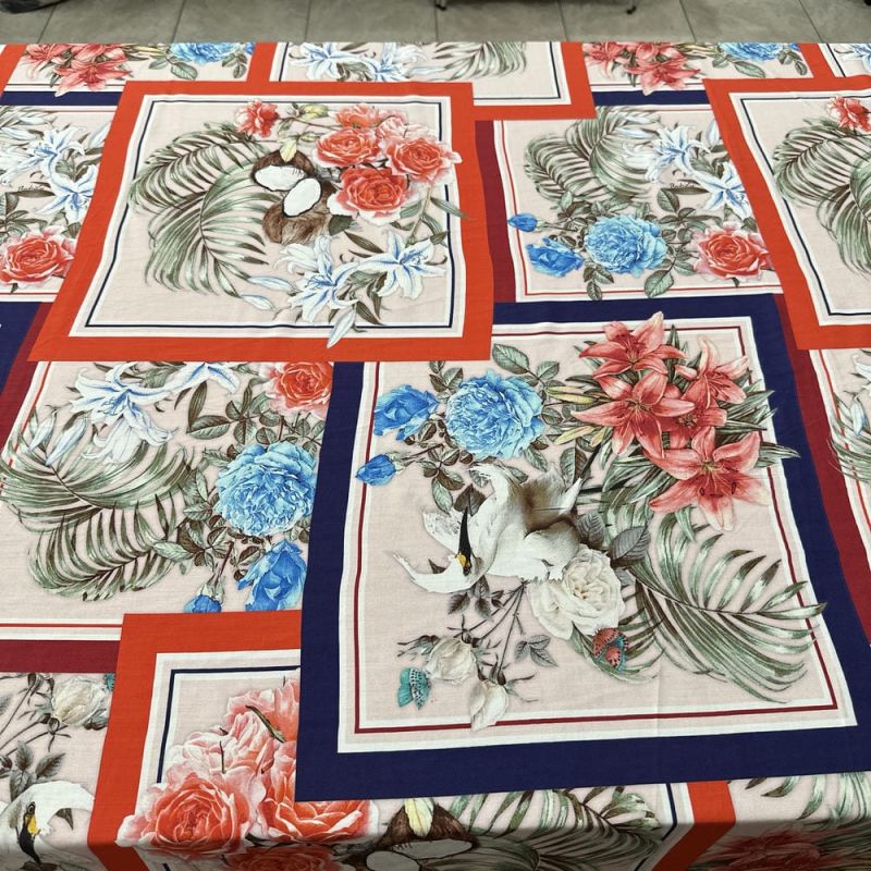 Tecido Viscose Estampada Quadros Colorido • Luema Tecidos