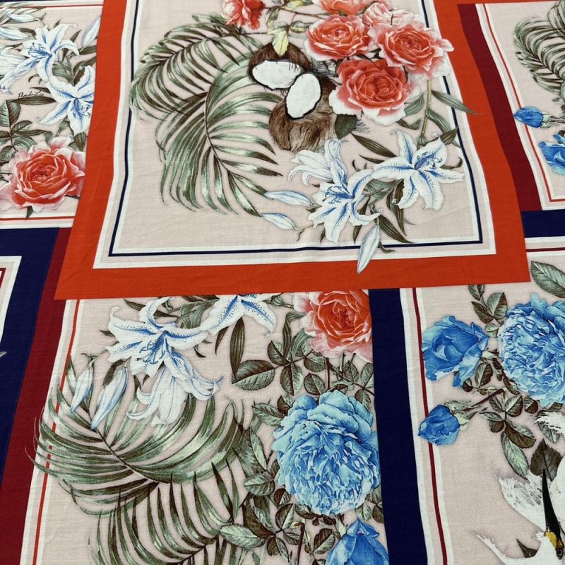 Tecido Viscose Estampada Quadros Colorido • Luema Tecidos