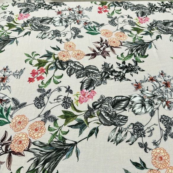 Tecido Viscose Estampada Floral Fundo Areia • Luema Tecidos Tecido Viscose Estampada Floral Fundo Areia • Luema Tecidos