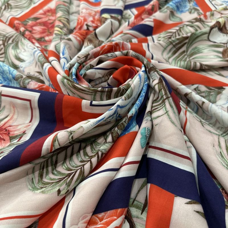 Tecido Viscose Estampada Quadros Colorido • Luema Tecidos