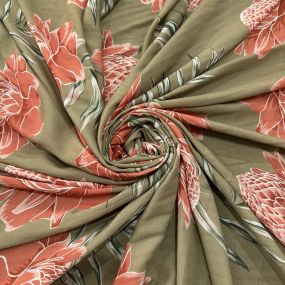 Tecido Viscose Estampada Floral Fundo Bege Tecido Viscose Estampada Floral Fundo Bege • Luema Tecidos