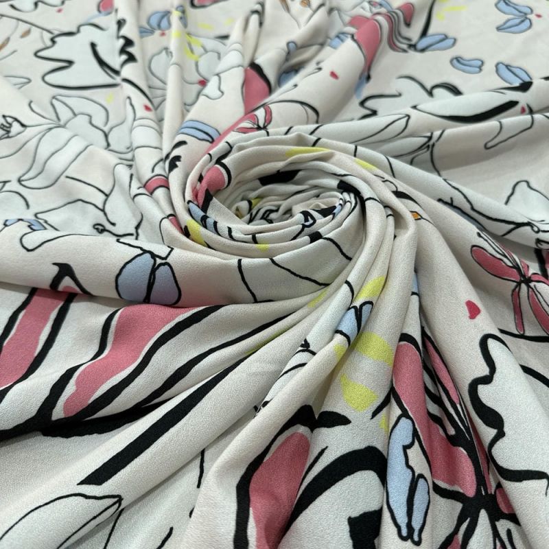 Tecido Crepe Viscose Estampada Flowers • Luema Tecidos