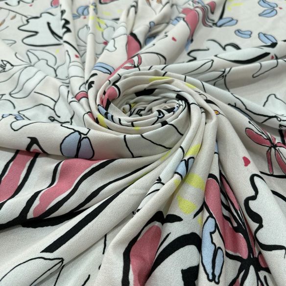 Tecido Crepe Viscose Estampada Flowers • Luema Tecidos