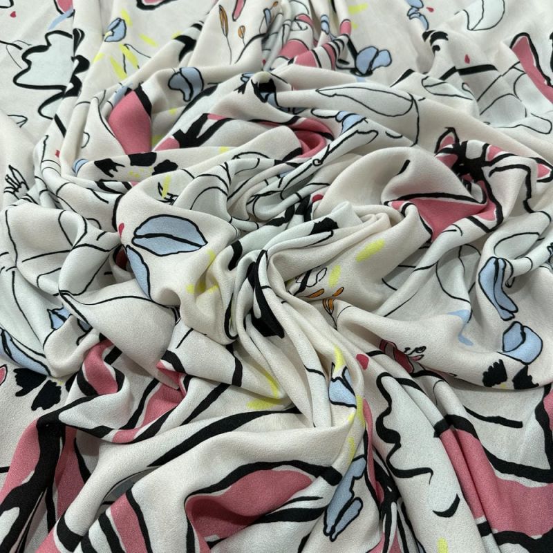 Tecido Crepe Viscose Estampada Flowers • Luema Tecidos