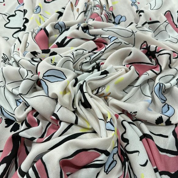 Tecido Crepe Viscose Estampada Flowers • Luema Tecidos