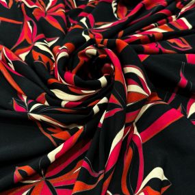 Tecido Viscose Estampada Vermelho Fundo Preto • Luema Tecidos 2