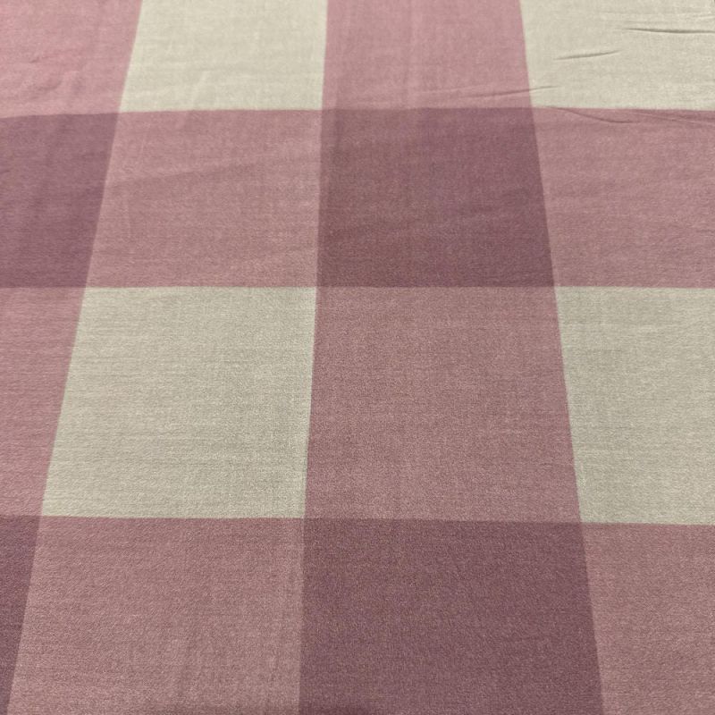 Tecido Viscoseda Xadrez Nude e Rosa • Luema Tecidos