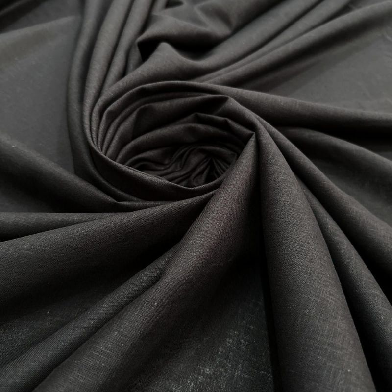 Tecido Cambraia de Linho Puro Preto • Luema Tecidos