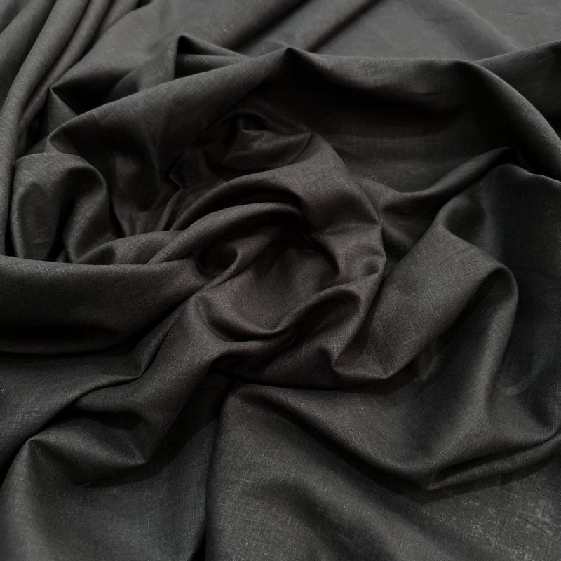 Tecido Cambraia de Linho Puro Preto • Luema Tecidos