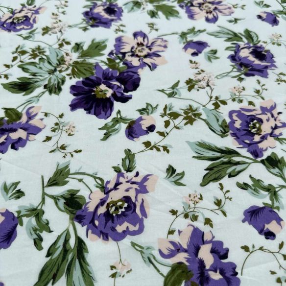 Tecido Cambraia de Algodão Estampado Fundo Branco • Luema Tecidos