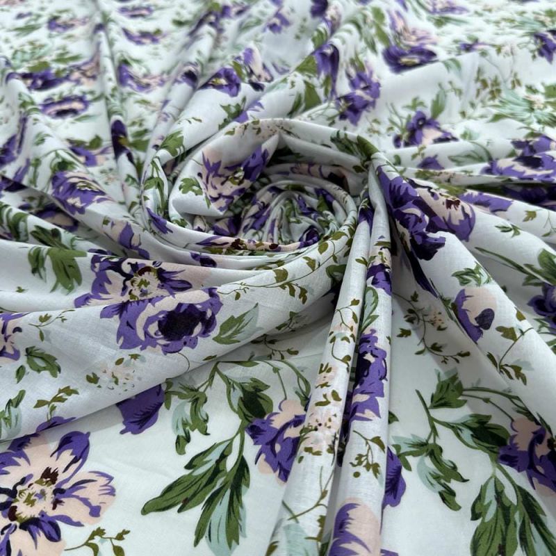 Tecido Cambraia de Algodão Estampado Fundo Branco • Luema Tecidos