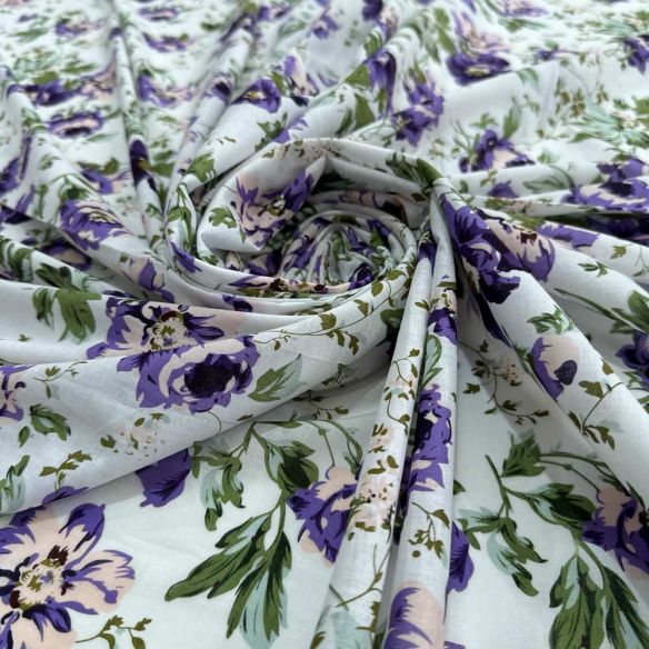 Tecido Cambraia de Algodão Estampado Fundo Branco • Luema Tecidos