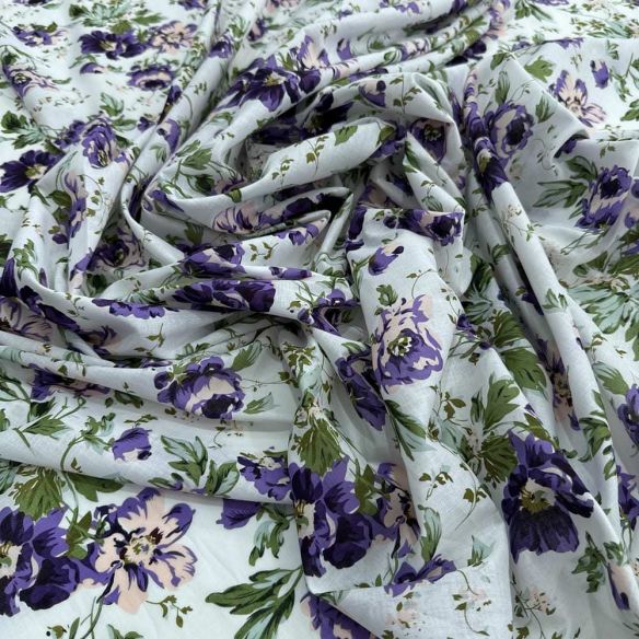 Tecido Cambraia de Algodão Estampado Fundo Branco • Luema Tecidos