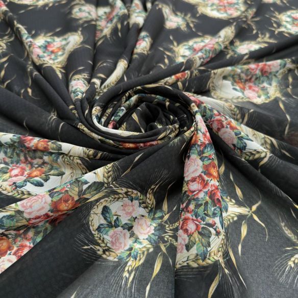 Tecido Musseline Estampado Heart Flowers • Luema Tecidos