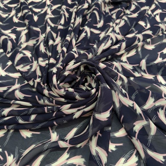 Tecido Musseline Estampado Elegance Fundo Azul • Luema Tecidos Tecido Musseline Estampado Elegance Fundo Azul • Luema Tecidos