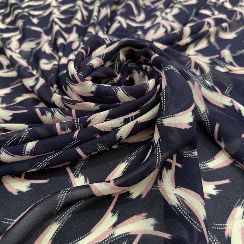 Tecido Musseline Estampado Elegance Fundo Azul • Luema Tecidos Tecido Musseline Estampado Elegance Fundo Azul • Luema Tecidos