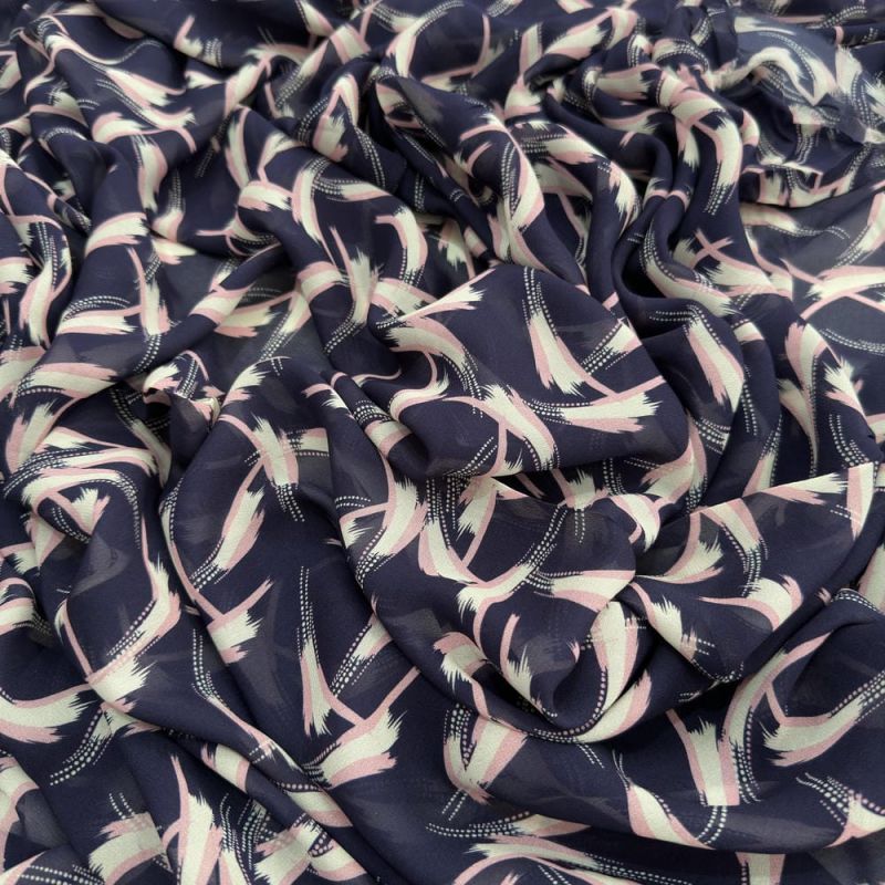 Tecido Musseline Estampado Elegance Fundo Azul • Luema Tecidos Tecido Musseline Estampado Elegance Fundo Azul • Luema Tecidos