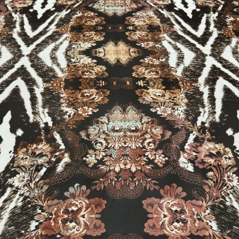 Tecido Musseline Estampado Fractals Brown • Luema Tecidos