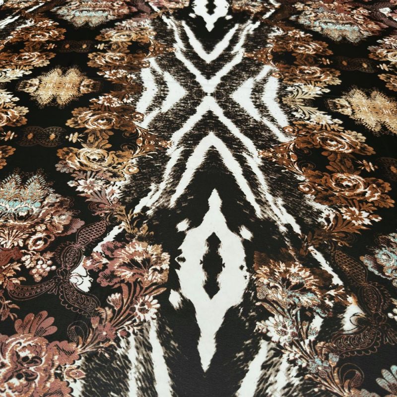 Tecido Musseline Estampado Fractals Brown • Luema Tecidos