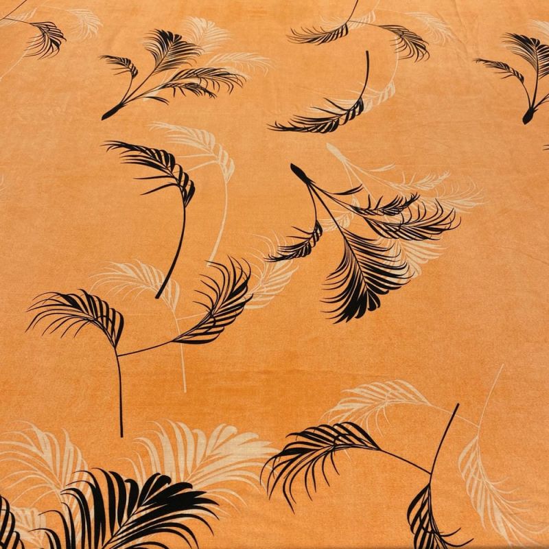 Tecido Viscolinho Estampado Floral Laranja • Luema Tecidos