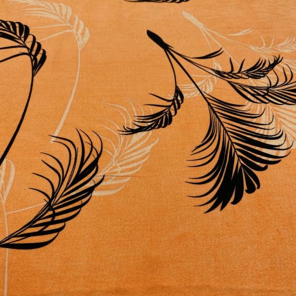 Tecido Viscolinho Estampado Floral Laranja • Luema Tecidos