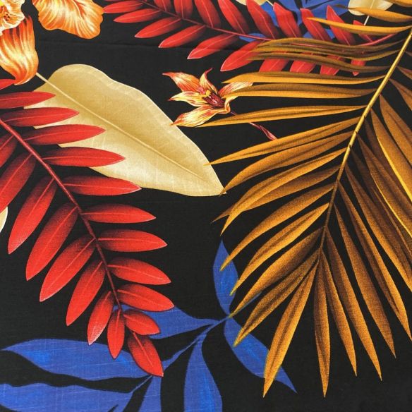 Tecido Viscolinho Estampado Preto Floral Colorido • Luema Tecidos Tecido Viscolinho Estampado Preto Floral Colorido • Luema Tecidos