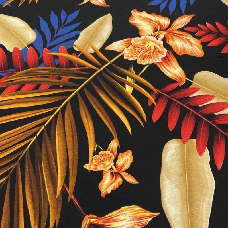 Tecido Viscolinho Estampado Preto Floral Colorido • Luema Tecidos Tecido Viscolinho Estampado Preto Floral Colorido • Luema Tecidos