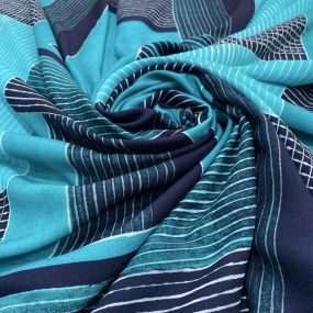 Tecido Crepe Viscose Estampada Quadros Azul Tecido Crepe Viscose Estampada Quadros Azul • Luema Tecidos 2