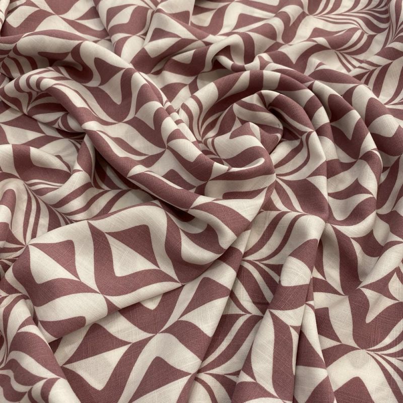 Tecido Viscolinho Estampado Swirls Fundo Branco • Luema Tecidos