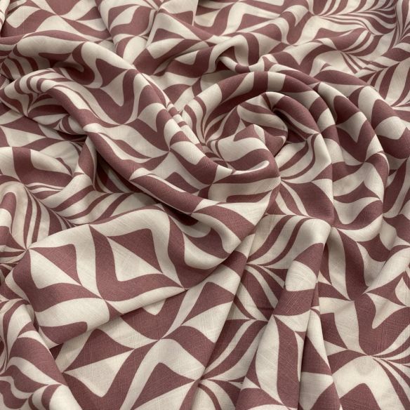 Tecido Viscolinho Estampado Swirls Fundo Branco • Luema Tecidos