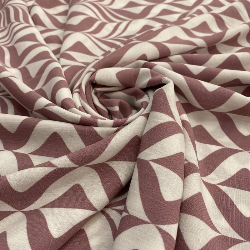 Tecido Viscolinho Estampado Swirls Fundo Branco • Luema Tecidos