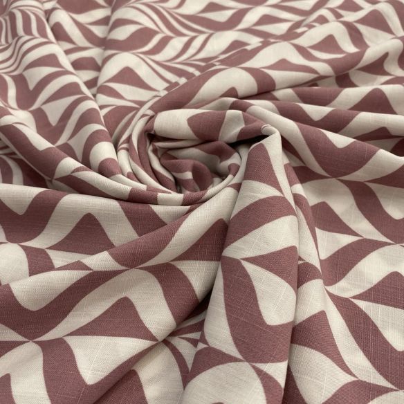 Tecido Viscolinho Estampado Swirls Fundo Branco • Luema Tecidos