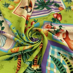Tecido Viscolinho Estampado Tropical Fauna • Luema Tecidos
