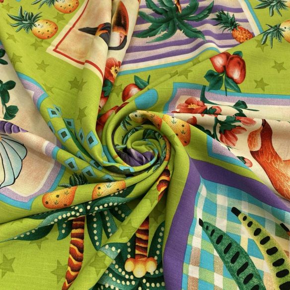 Tecido Viscolinho Estampado Tropical Fauna • Luema Tecidos