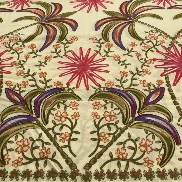 Tecido Viscolinho Estampado Palmeira e Estrela • Luema Tecidos