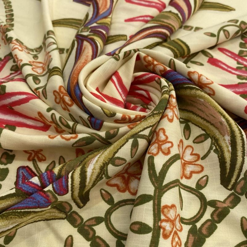 Tecido Viscolinho Palmeira e Estrela • Luema Tecidos