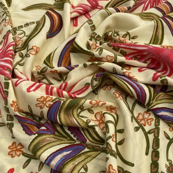 Tecido Viscolinho Palmeira e Estrela • Luema Tecidos