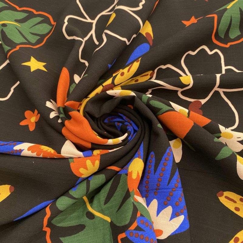 Tecido Viscolinho Estampado Fauna Colorido • Luema Tecidos