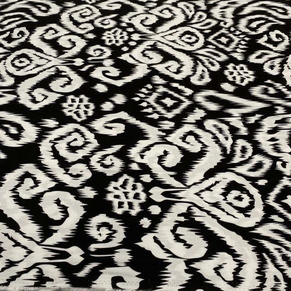 Tecido Viscolinho Estampado Abstrato Preto & Branco • Luema Tecidos