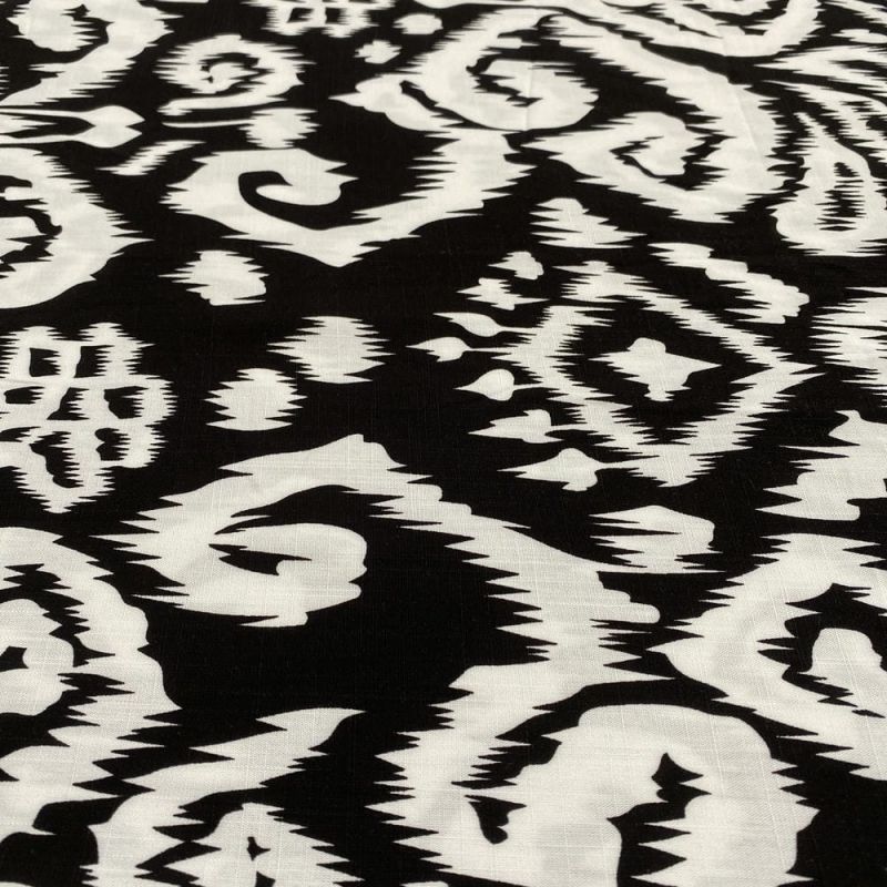 Tecido Viscolinho Estampado Abstrato Preto & Branco • Luema Tecidos