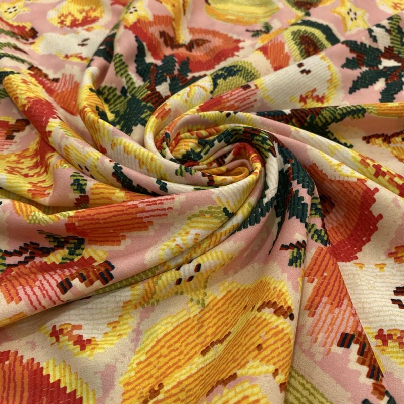 Tecido Viscose Estampada Frutas Pixels • Luema Tecidos