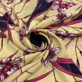 Tecido Viscose Estampada Floral Amarelo FDL Tecido Viscose Estampada Floral Amarelo FDL • Luema Tecidos