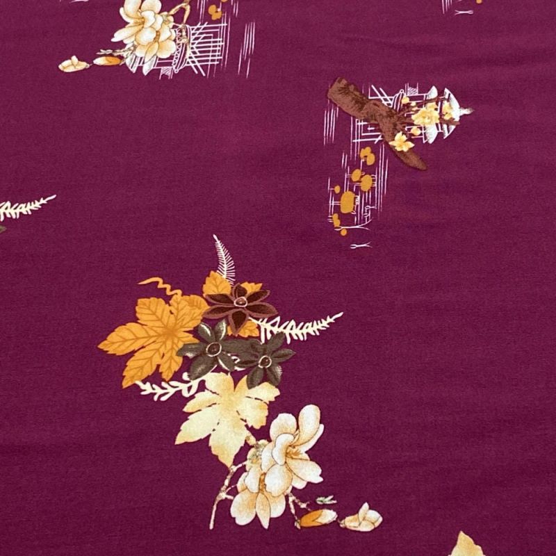 Tecido Viscose Estampada Floral Fundo Magenta • Luema Tecidos