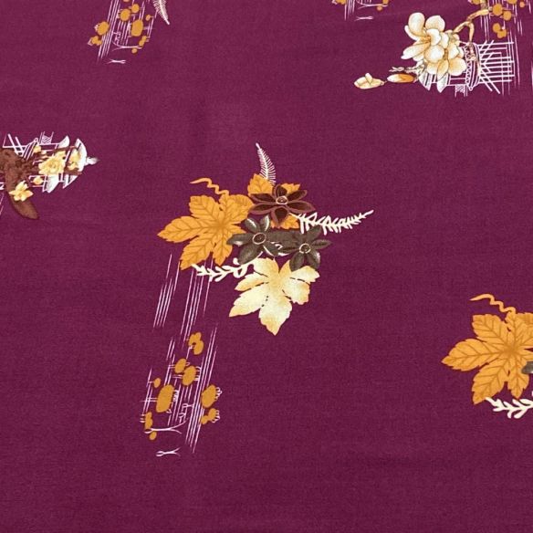 Tecido Viscose Estampada Floral Fundo Magenta • Luema Tecidos