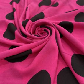 Tecido Viscose Poá Grande Pink e Preto • Luema Tecidos 2
