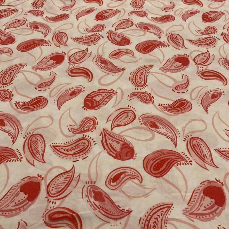 Tecido Viscose Estampada Paisley Vermelho • Luema Tecidos