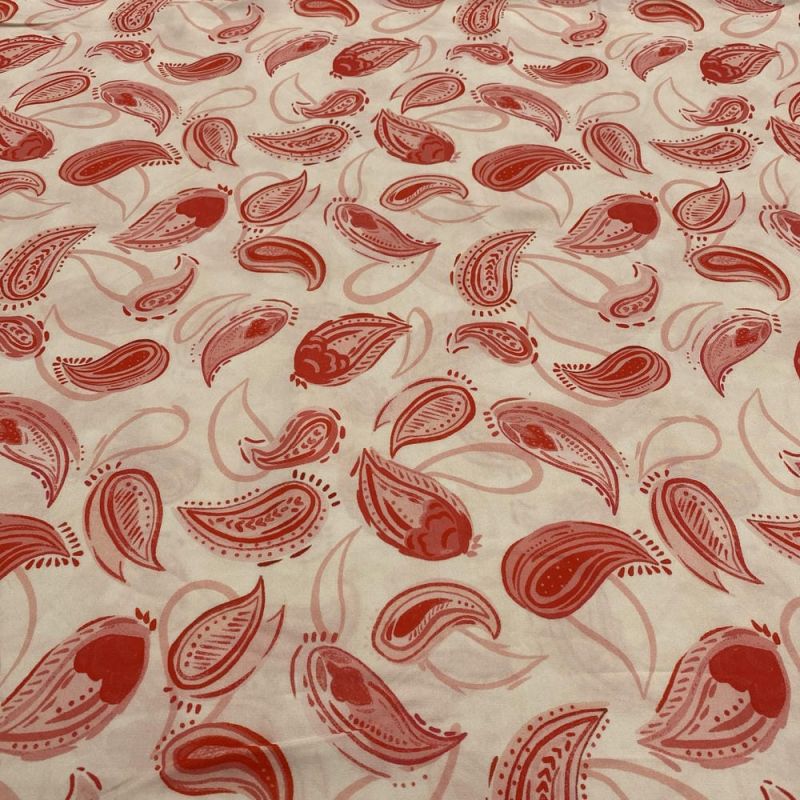 Tecido Viscose Estampada Paisley Vermelho • Luema Tecidos