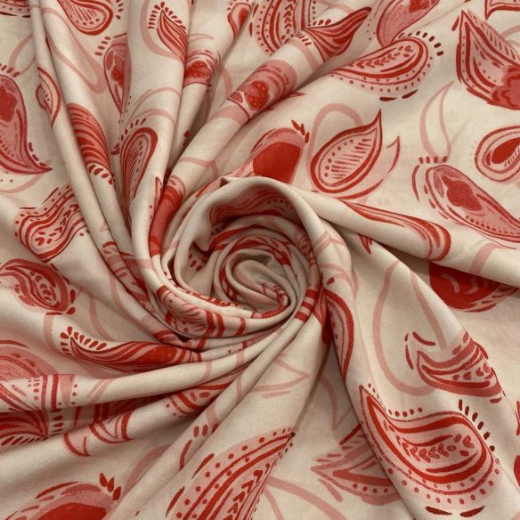 Tecido Viscose Estampada Paisley Vermelho • Luema Tecidos